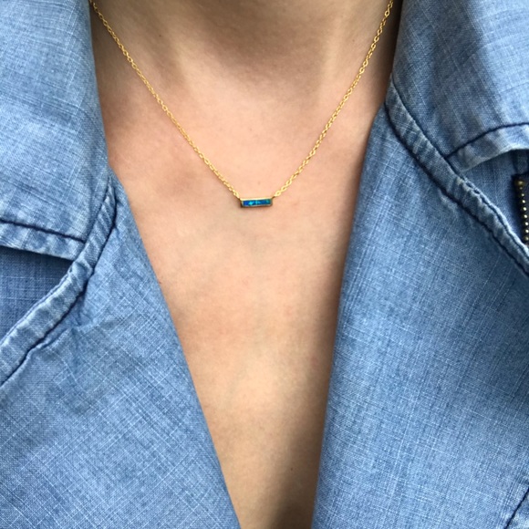 Bar Necklace Vermeil 925 sterling silver Necklace - Picture 2 of 7